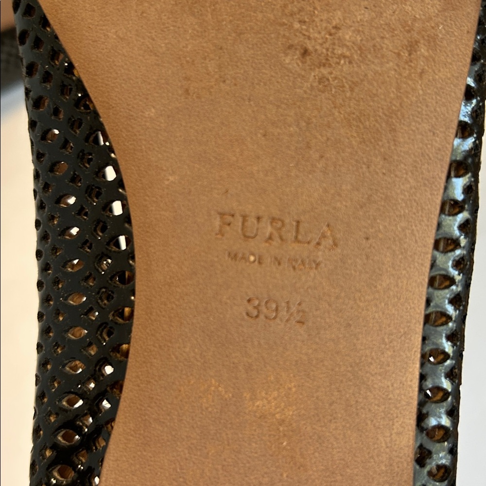 Furla Black Patent Leather Mesh Flats - Picture 11 of 17